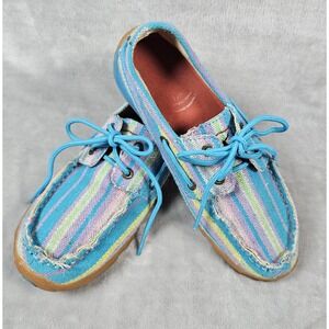 Twisted X Womens Size 6‎ M Turquoise Canvas Moccasins Rodeo Western Casual Farm